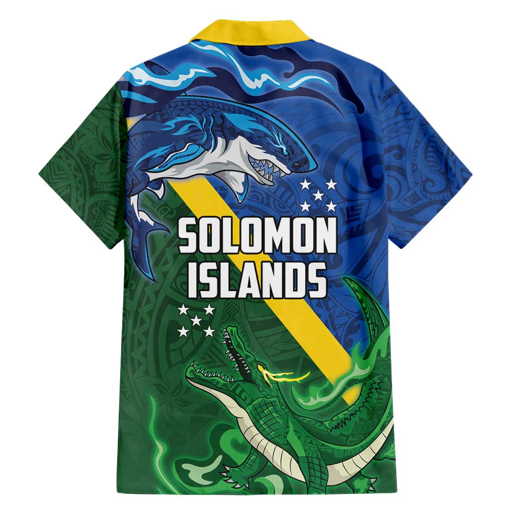 Solomon Islands Polynesian Tribal Shark and Crocodile Family Matching Short Sleeve Bodycon Dress and Hawaiian Shirt LT03 - Polynesian Pride