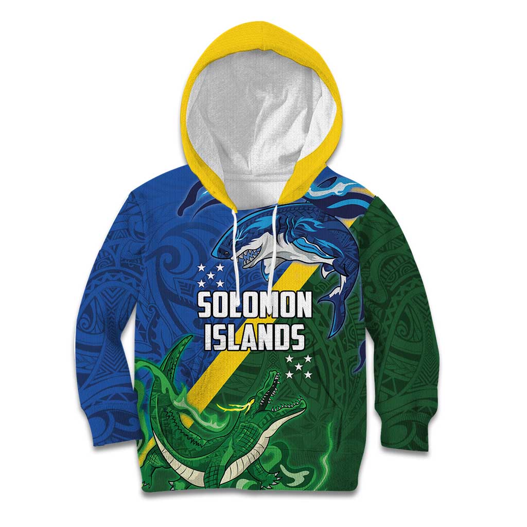 Solomon Islands Polynesian Tribal Shark and Crocodile Kid Hoodie