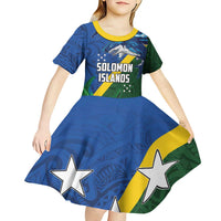 Solomon Islands Polynesian Tribal Shark and Crocodile Kid Short Sleeve Dress LT03 - Polynesian Pride