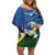 Solomon Islands Polynesian Tribal Shark and Crocodile Off Shoulder Short Dress