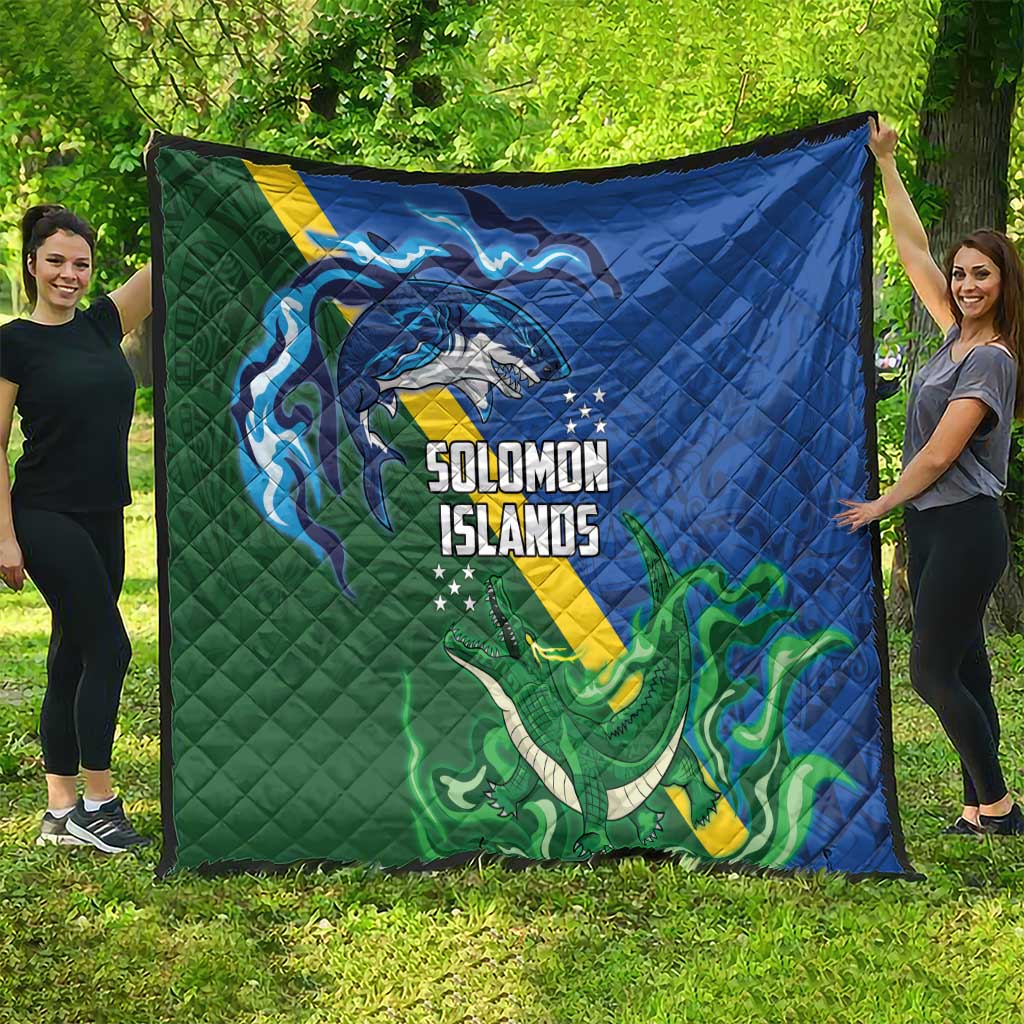 Solomon Islands Polynesian Tribal Shark and Crocodile Quilt
