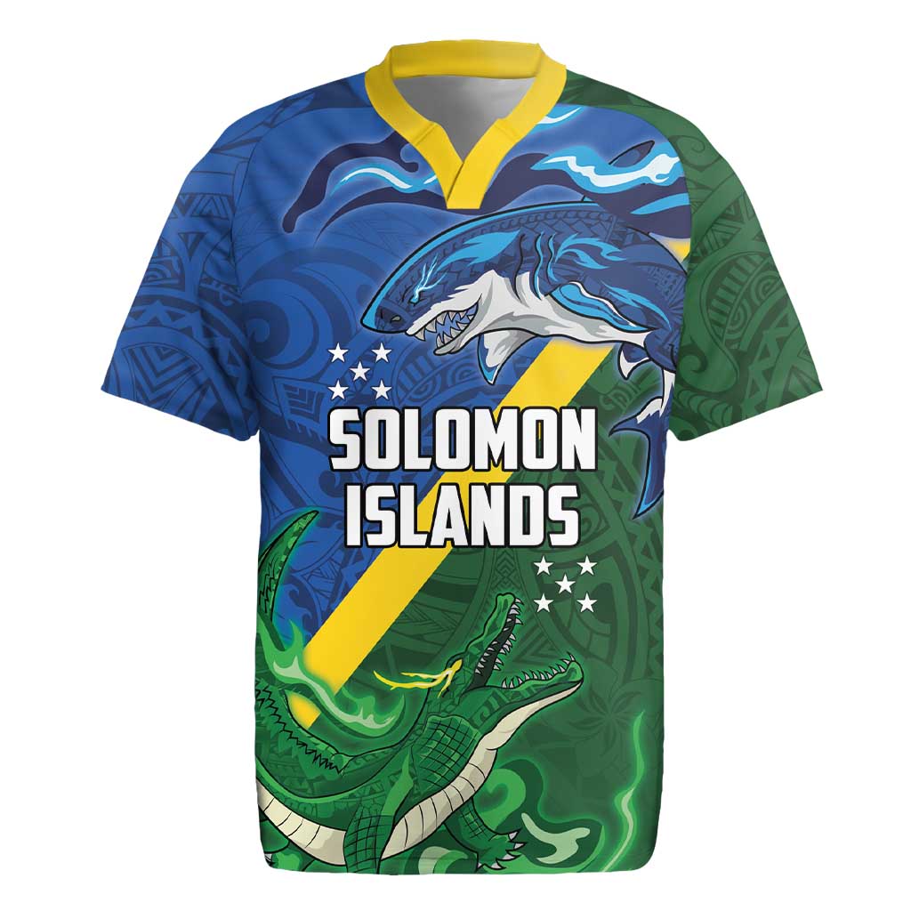 Solomon Islands Polynesian Tribal Shark and Crocodile Rugby Jersey