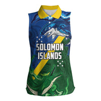 Solomon Islands Polynesian Tribal Shark and Crocodile Women Sleeveless Polo Shirt