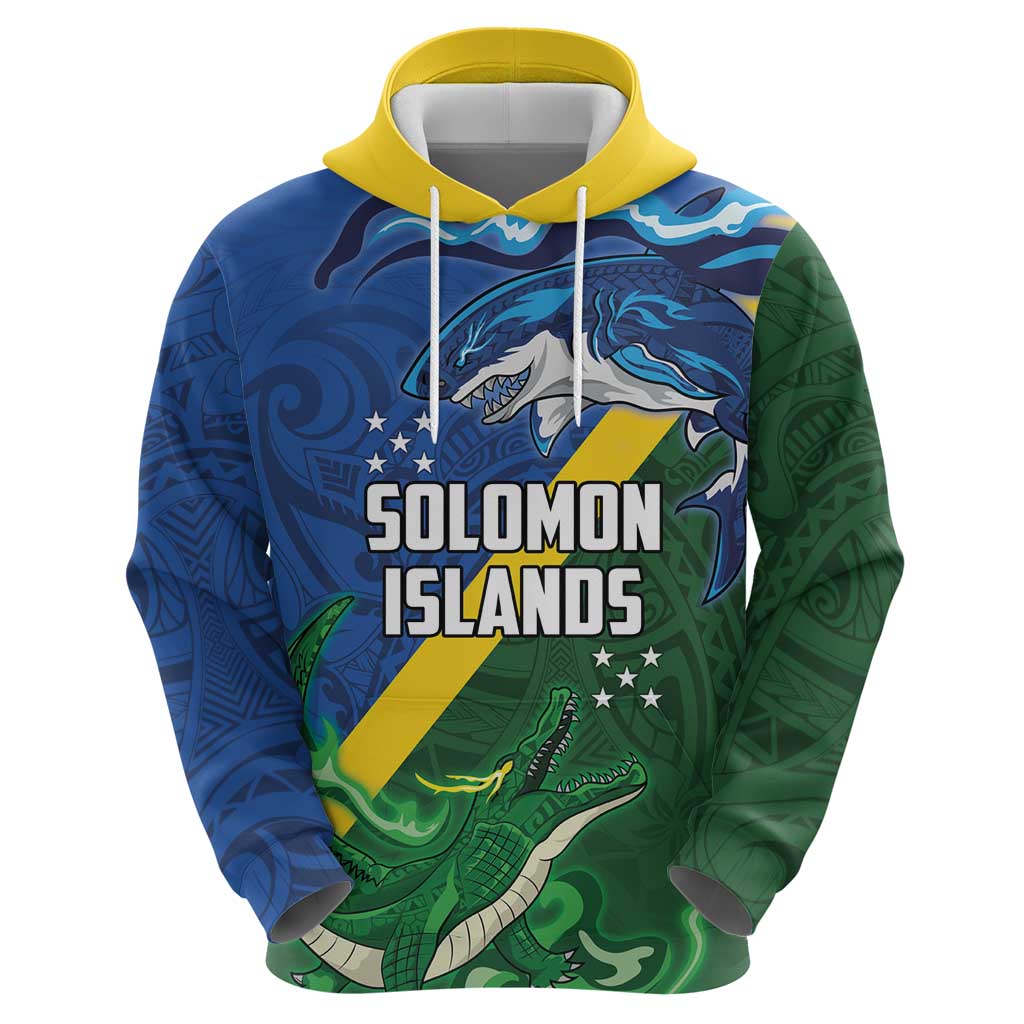 Solomon Islands Polynesian Tribal Shark and Crocodile Zip Hoodie