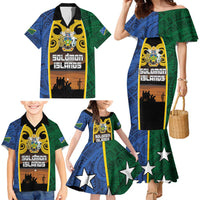 Solomon Islands Remembrance Day Family Matching Mermaid Dress and Hawaiian Shirt Lest We Forget and Polynesian Tattoo Pattern LT03 - Polynesian Pride