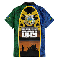 Solomon Islands Remembrance Day Family Matching Off Shoulder Maxi Dress and Hawaiian Shirt Lest We Forget and Polynesian Tattoo Pattern LT03 - Polynesian Pride