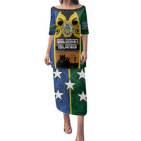Solomon Islands Remembrance Day Family Matching Puletasi and Hawaiian Shirt Lest We Forget and Polynesian Tattoo Pattern LT03 Mom's Dress Black - Polynesian Pride