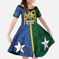 Solomon Islands Remembrance Day Family Matching Short Sleeve Bodycon Dress and Hawaiian Shirt Lest We Forget and Polynesian Tattoo Pattern LT03 Daughter's Dress Black - Polynesian Pride