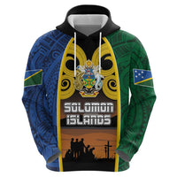 Solomon Islands Remembrance Day Hoodie Lest We Forget and Polynesian Tattoo Pattern