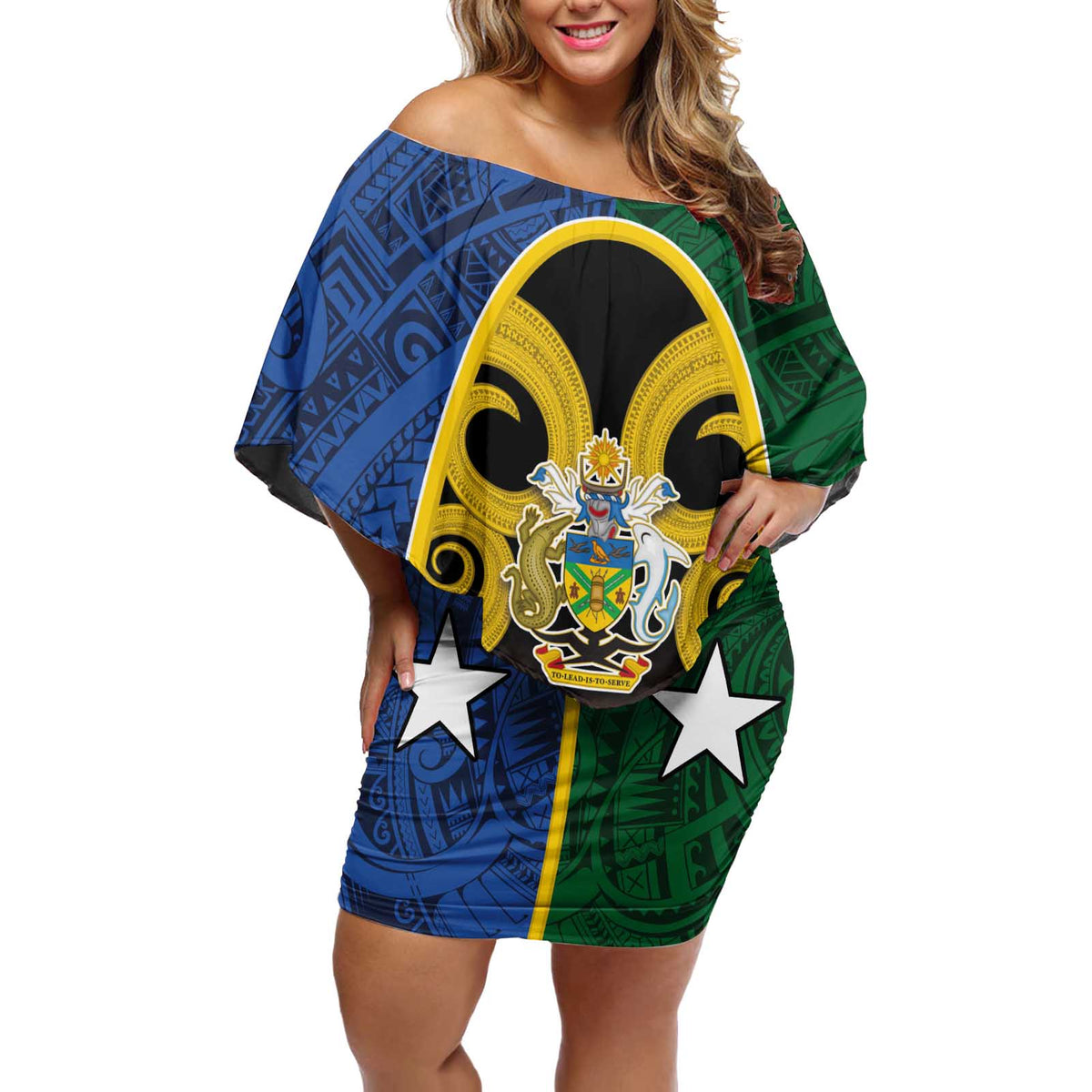 Solomon Islands Remembrance Day Off Shoulder Short Dress Lest We Forget and Polynesian Tattoo Pattern LT03 Women Black - Polynesian Pride