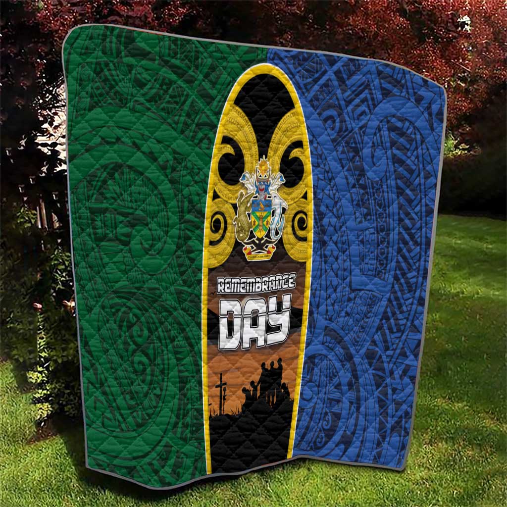 Solomon Islands Remembrance Day Quilt Lest We Forget and Polynesian Tattoo Pattern
