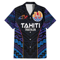 Personalised Tahiti Triathlon Polynesian Pattern Family Matching Mermaid Dress and Hawaiian Shirt LT03 Dad's Shirt - Short Sleeve Black - Polynesian Pride