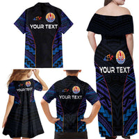 Personalised Tahiti Triathlon Polynesian Pattern Family Matching Off Shoulder Maxi Dress and Hawaiian Shirt LT03 - Polynesian Pride