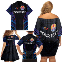 Personalised Tahiti Triathlon Polynesian Pattern Family Matching Off Shoulder Short Dress and Hawaiian Shirt LT03 - Polynesian Pride
