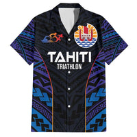 Personalised Tahiti Triathlon Polynesian Pattern Hawaiian Shirt LT03 Black - Polynesian Pride