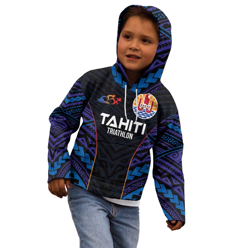 Personalised Tahiti Triathlon Polynesian Pattern Kid Hoodie