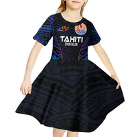Personalised Tahiti Triathlon Polynesian Pattern Kid Short Sleeve Dress LT03 - Polynesian Pride