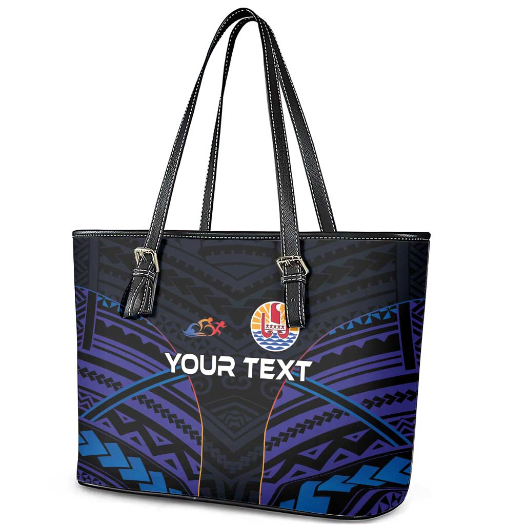 Personalised Tahiti Triathlon Polynesian Pattern Leather Tote Bag LT03 - Polynesian Pride