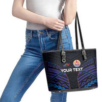 Personalised Tahiti Triathlon Polynesian Pattern Leather Tote Bag LT03 - Polynesian Pride