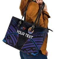Personalised Tahiti Triathlon Polynesian Pattern Leather Tote Bag LT03 - Polynesian Pride