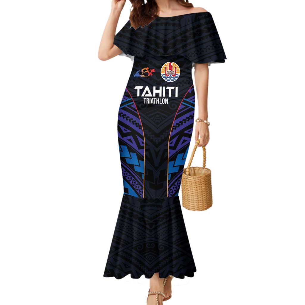 Personalised Tahiti Triathlon Polynesian Pattern Mermaid Dress