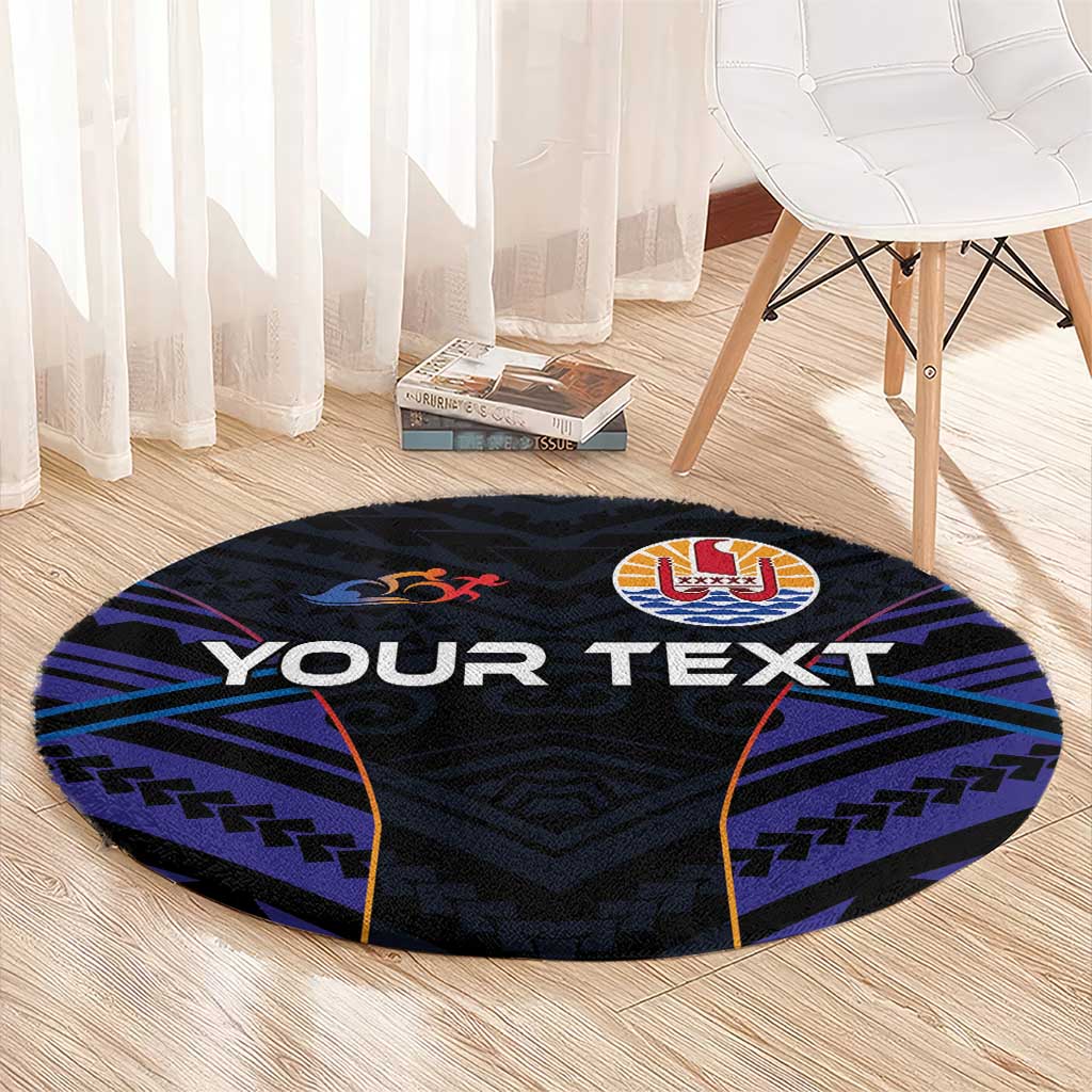 Personalised Tahiti Triathlon Polynesian Pattern Round Carpet