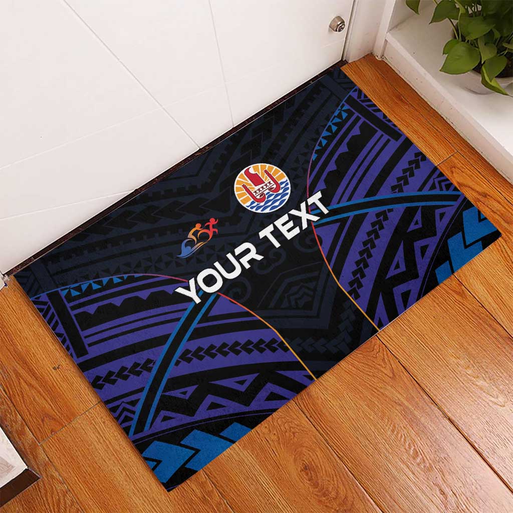 Personalised Tahiti Triathlon Polynesian Pattern Rubber Doormat LT03 - Polynesian Pride