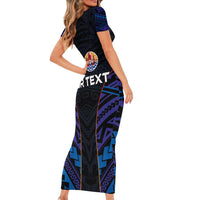 Personalised Tahiti Triathlon Polynesian Pattern Short Sleeve Bodycon Dress LT03 - Polynesian Pride