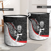 Personalised Aotearoa Lawn Bowls Laundry Basket Maori Warrior and Silver Fern Sporty Style LT03 - Polynesian Pride