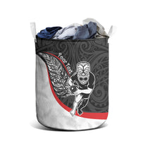 Personalised Aotearoa Lawn Bowls Laundry Basket Maori Warrior and Silver Fern Sporty Style LT03 - Polynesian Pride