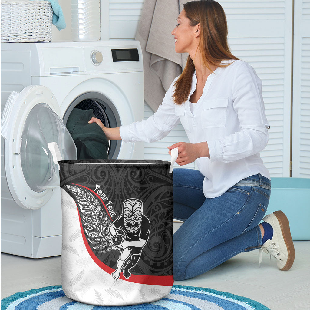 Personalised Aotearoa Lawn Bowls Laundry Basket Maori Warrior and Silver Fern Sporty Style LT03 - Polynesian Pride
