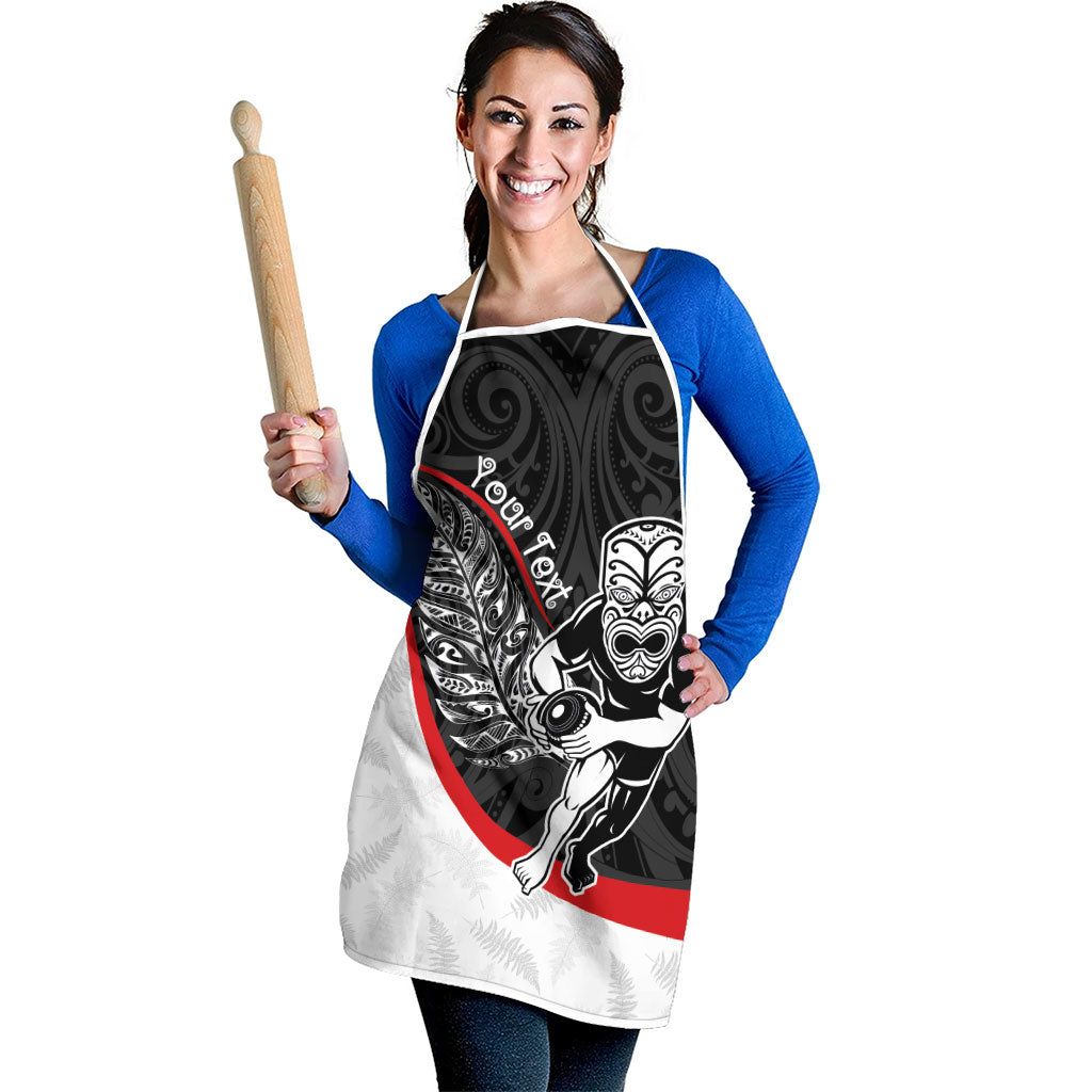 Personalised Aotearoa Lawn Bowls Apron Maori Warrior and Silver Fern Sporty Style LT03 - Polynesian Pride