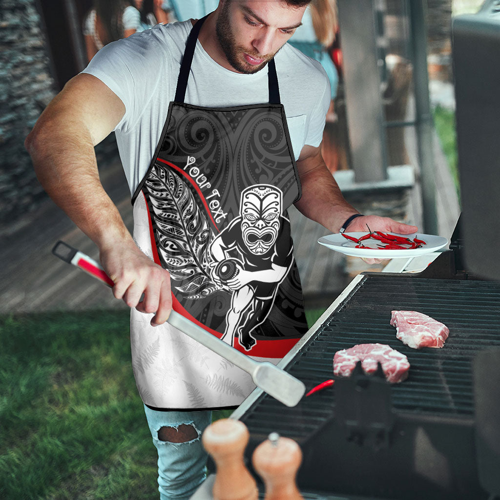 Personalised Aotearoa Lawn Bowls Apron Maori Warrior and Silver Fern Sporty Style LT03 - Polynesian Pride