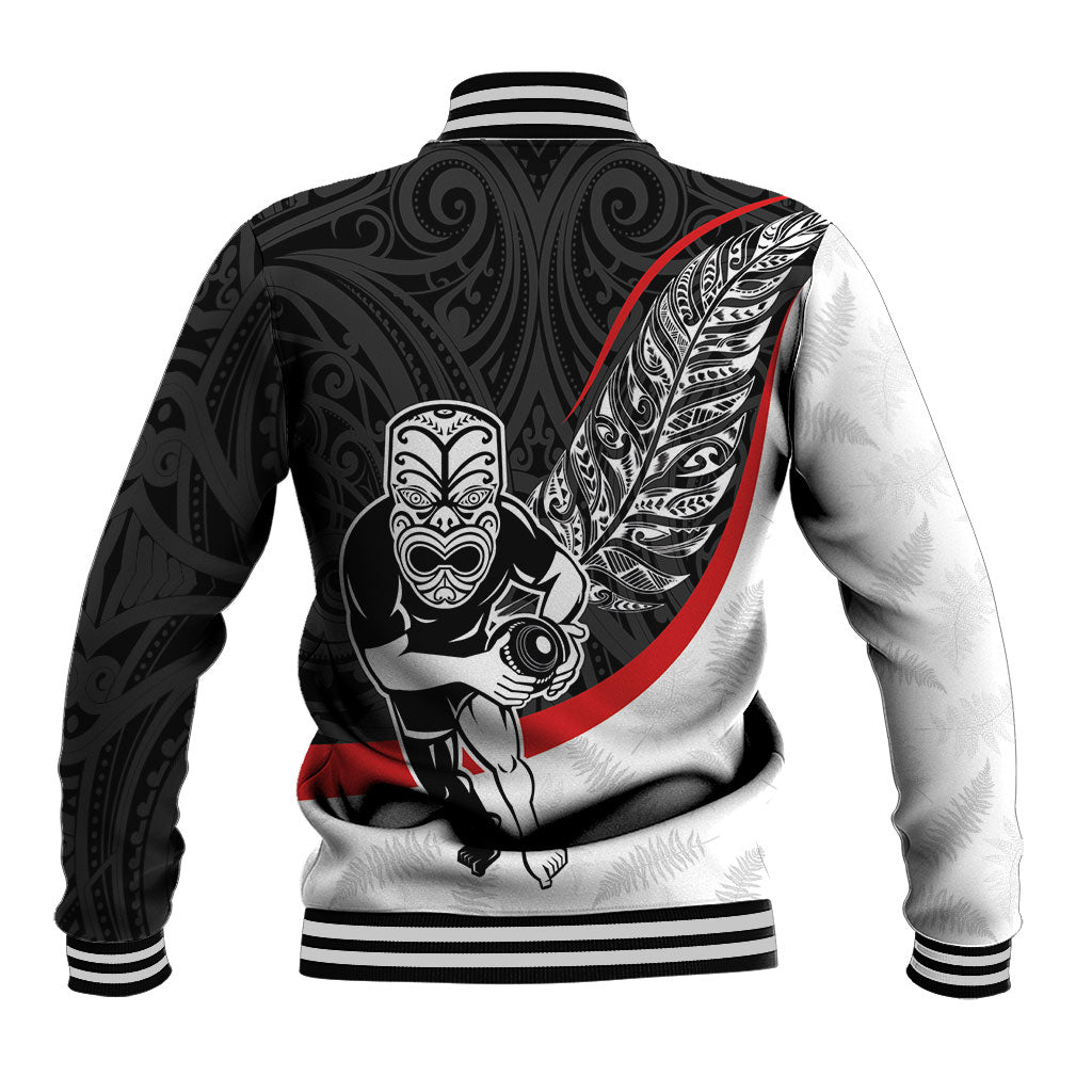 Personalised Aotearoa Lawn Bowls Baseball Jacket Maori Warrior and Silver Fern Sporty Style LT03 - Polynesian Pride