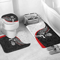 Personalised Aotearoa Lawn Bowls Bathroom Set Maori Warrior and Silver Fern Sporty Style LT03 Mat Set Only (3 pcs) One Size Black - Polynesian Pride