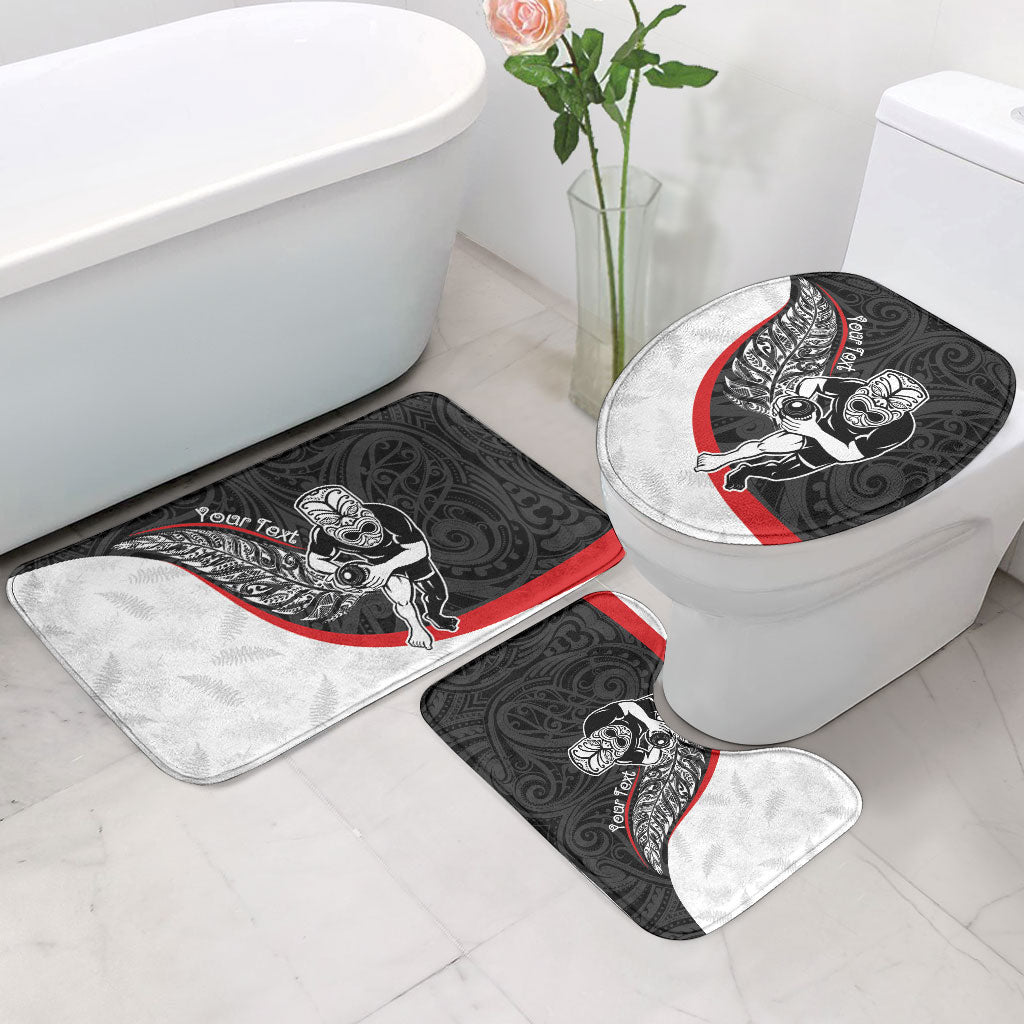 Personalised Aotearoa Lawn Bowls Bathroom Set Maori Warrior and Silver Fern Sporty Style LT03 - Polynesian Pride