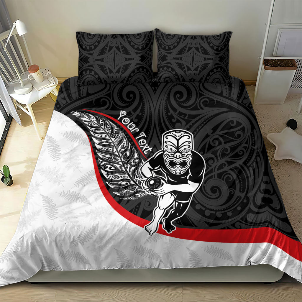 Personalised Aotearoa Lawn Bowls Bedding Set Maori Warrior and Silver Fern Sporty Style LT03 - Polynesian Pride