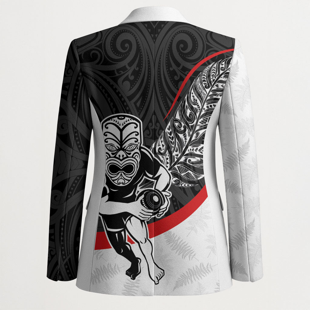 Personalised Aotearoa Lawn Bowls Blazer Maori Warrior and Silver Fern Sporty Style LT03 - Polynesian Pride
