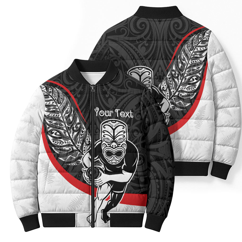 Personalised Aotearoa Lawn Bowls Bomber Puffer Jacket Maori Warrior and Silver Fern Sporty Style LT03 - Polynesian Pride