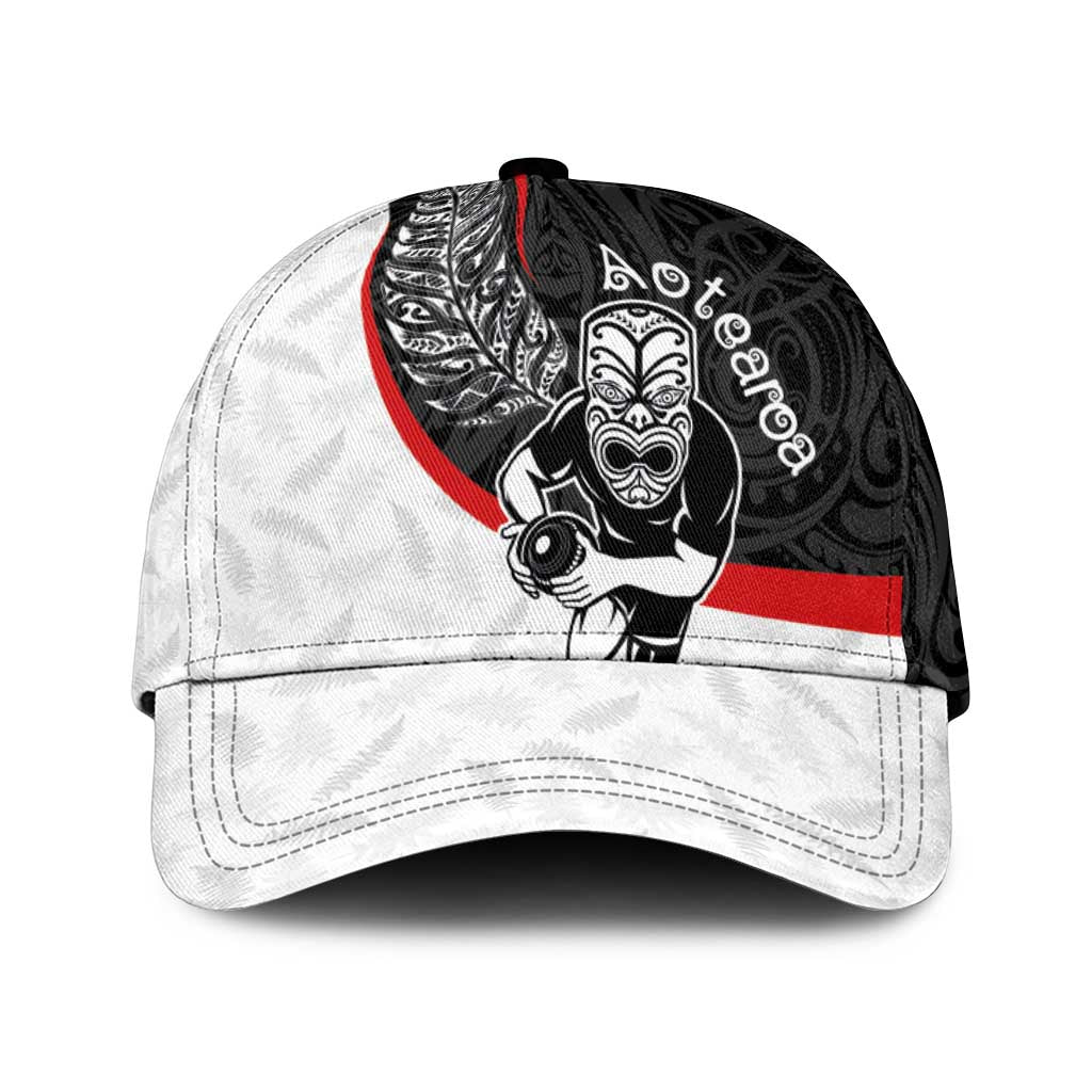 Aotearoa Lawn Bowls Classic Cap Maori Warrior and Silver Fern Sporty Style LT03 Universal Fit Black - Polynesian Pride