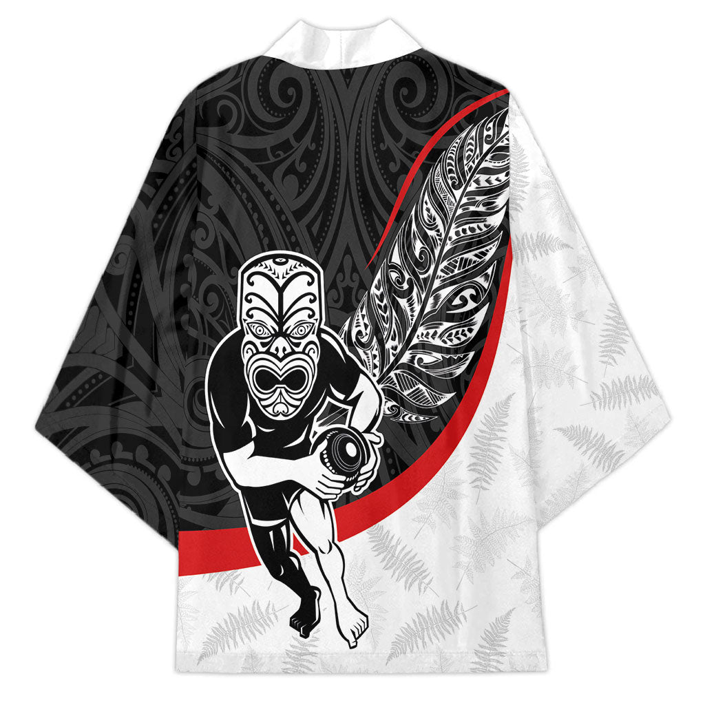 Personalised Aotearoa Lawn Bowls Kimono Maori Warrior and Silver Fern Sporty Style LT03 - Polynesian Pride