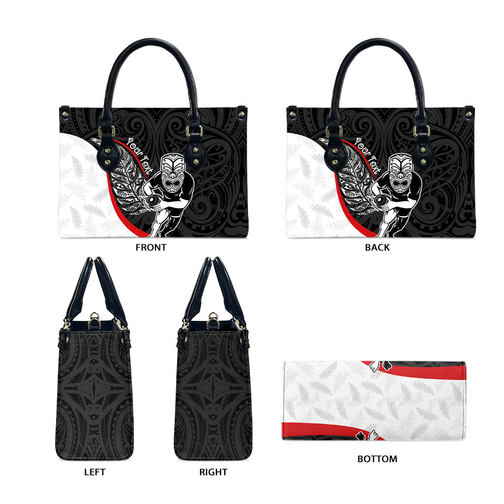 Personalised Aotearoa Lawn Bowls Leather Bag Maori Warrior and Silver Fern Sporty Style LT03 - Polynesian Pride