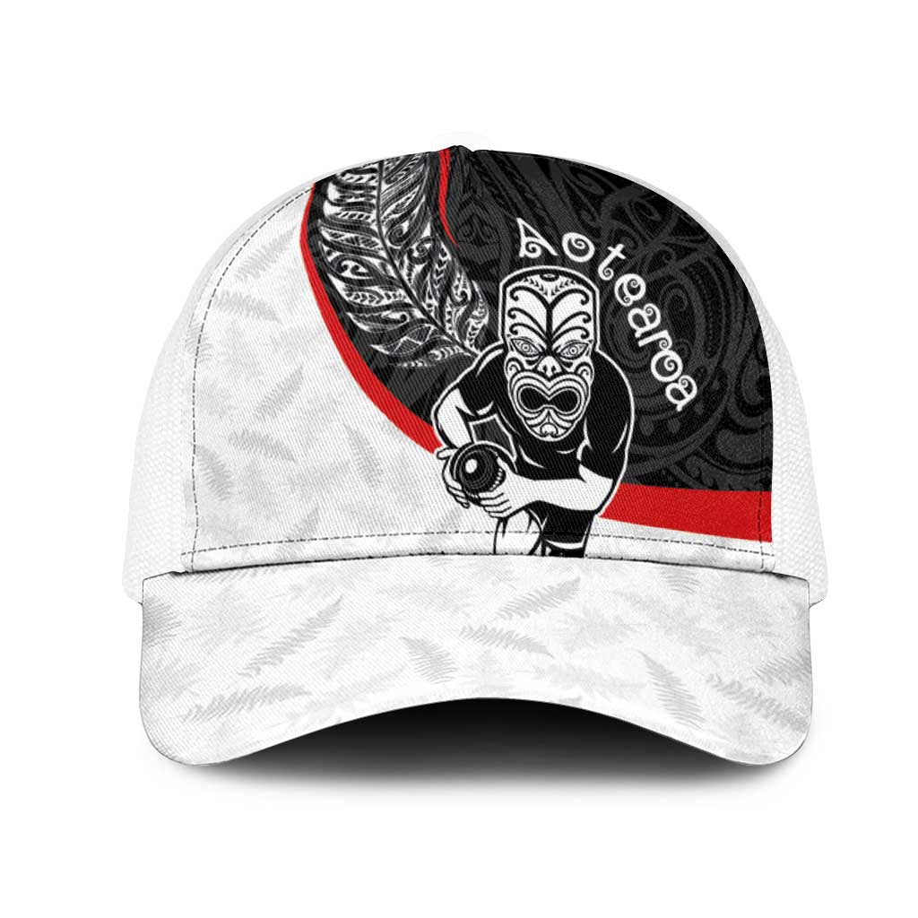 Aotearoa Lawn Bowls Mesh Trucker Cap Maori Warrior and Silver Fern Sporty Style