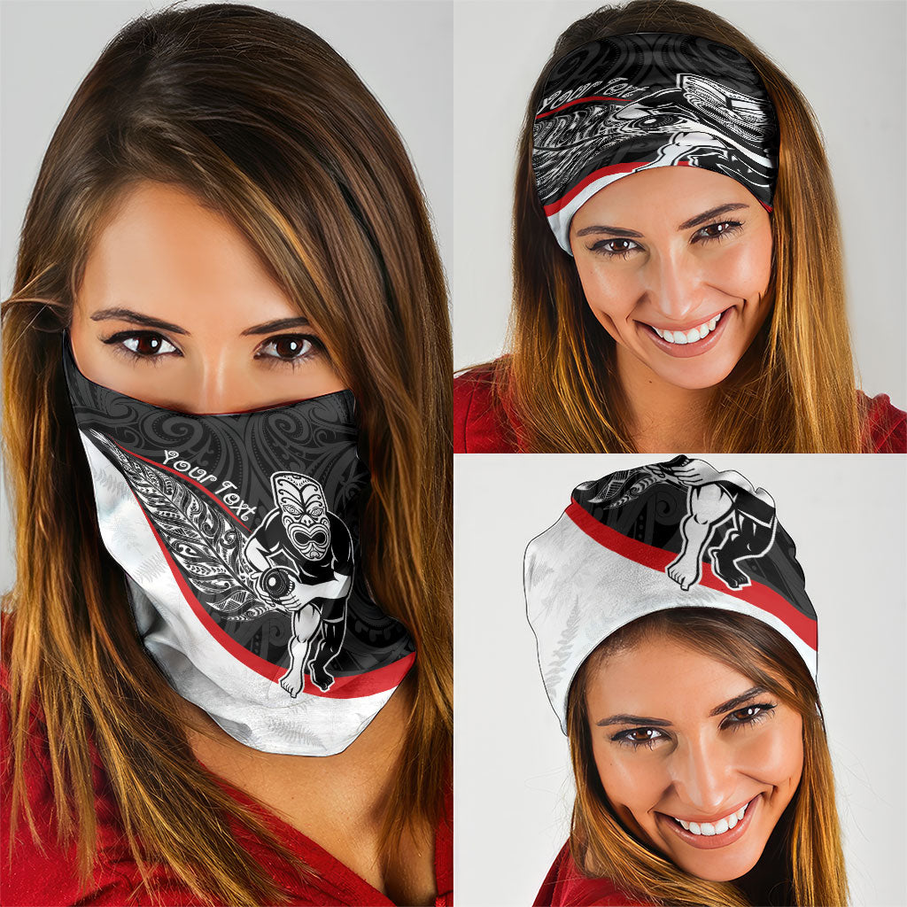 Personalised Aotearoa Lawn Bowls Neck Gaiter Maori Warrior and Silver Fern Sporty Style LT03 - Polynesian Pride