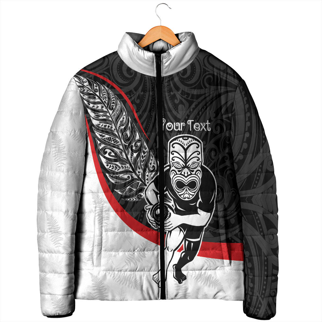 Personalised Aotearoa Lawn Bowls Padded Jacket Maori Warrior and Silver Fern Sporty Style LT03 - Polynesian Pride