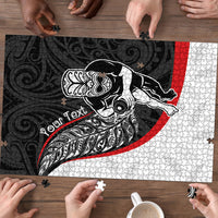 Personalised Aotearoa Lawn Bowls Puzzle Maori Warrior and Silver Fern Sporty Style LT03 - Polynesian Pride