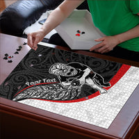 Personalised Aotearoa Lawn Bowls Puzzle Maori Warrior and Silver Fern Sporty Style LT03 - Polynesian Pride