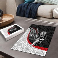 Personalised Aotearoa Lawn Bowls Puzzle Maori Warrior and Silver Fern Sporty Style LT03 - Polynesian Pride
