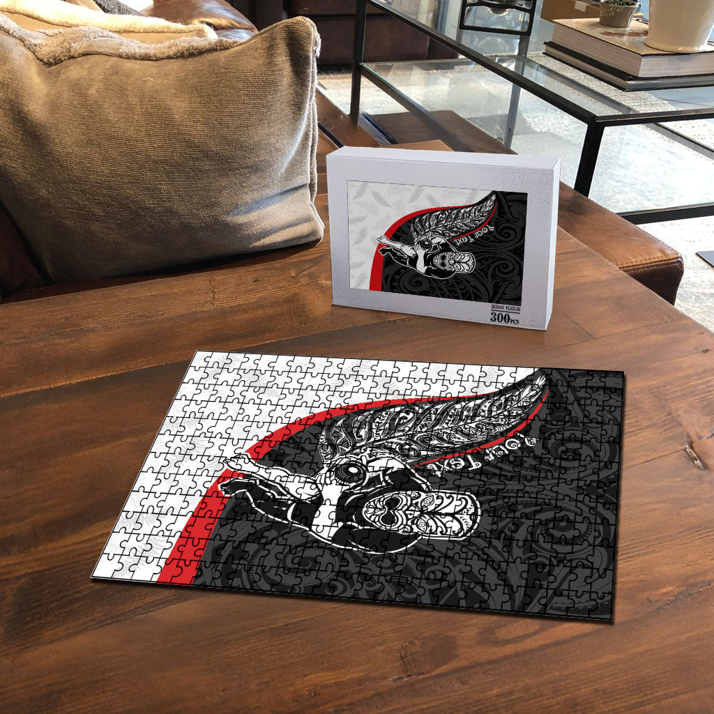 Personalised Aotearoa Lawn Bowls Puzzle Maori Warrior and Silver Fern Sporty Style LT03 - Polynesian Pride