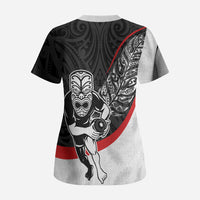 Personalised Aotearoa Lawn Bowls Scrub Top Maori Warrior and Silver Fern Sporty Style LT03 - Polynesian Pride